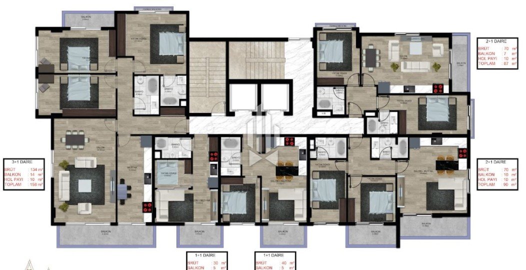 Large apartment on two levels in a new project, Mahmutlar 5