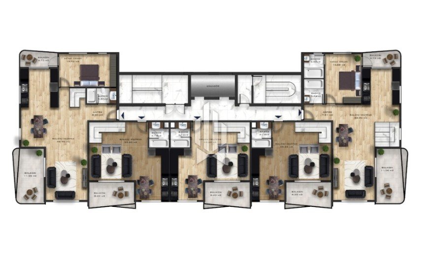 Линейные апартаменты с двумя спальнями в экстрамодном комплексе, Махмутлар 10
