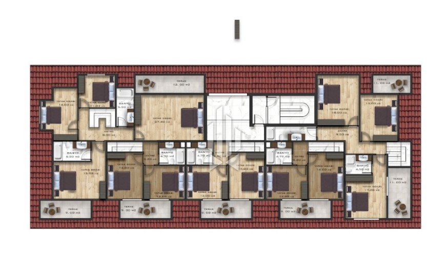 Линейные апартаменты с двумя спальнями в экстрамодном комплексе, Махмутлар 11