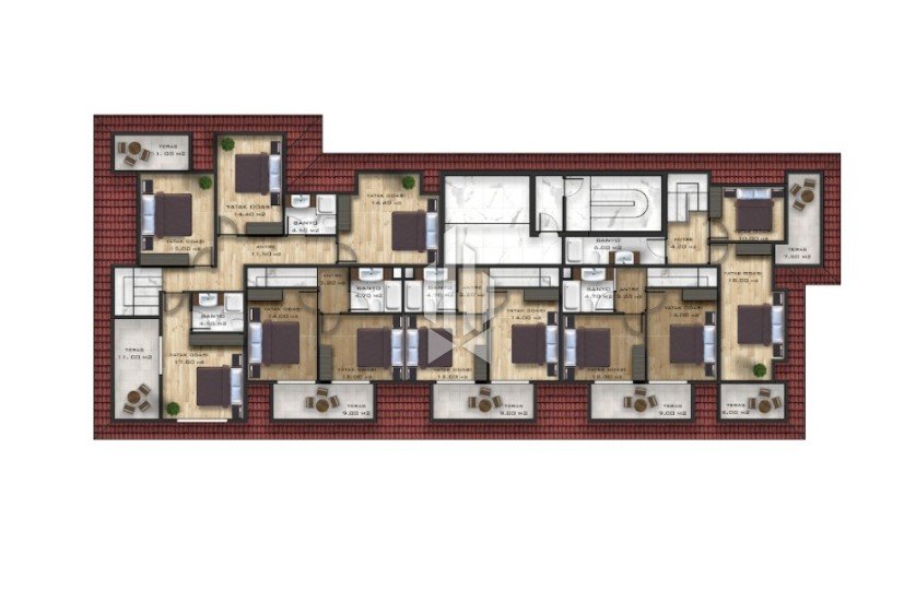 Линейные апартаменты с двумя спальнями в экстрамодном комплексе, Махмутлар 13