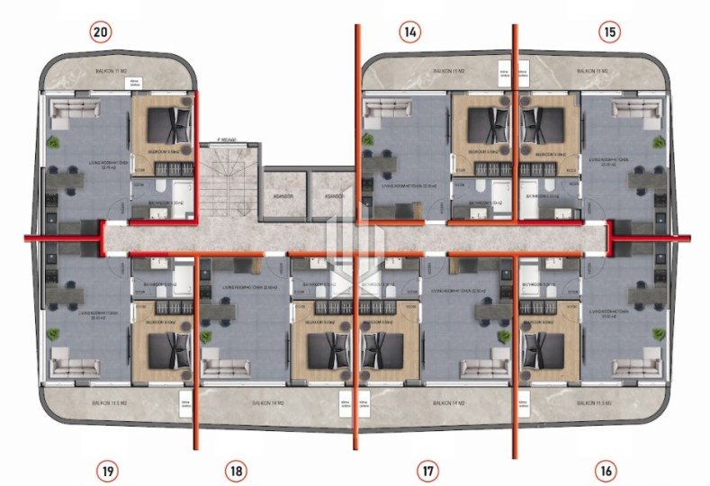 Односпальные апартаменты в премиум-комплексе, Оба 25