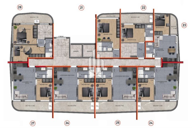 Односпальные апартаменты в премиум-комплексе, Оба 27