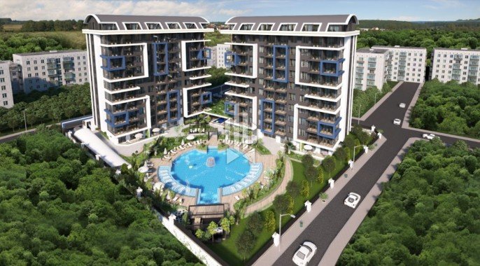 Apartment in a well-maintained complex with an excellent location, Alanya Center