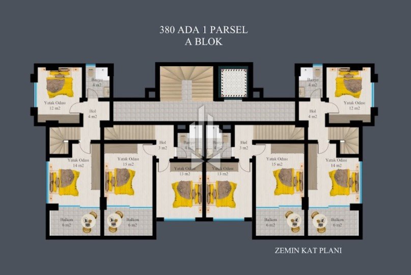 Трёхспальные двухуровневые апартаменты на нижних этажах, Каргыджак 23