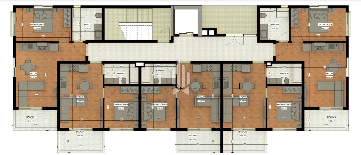 Трёхспальные двухуровневые апартаменты в эко-комплексе, Авсаллар 24