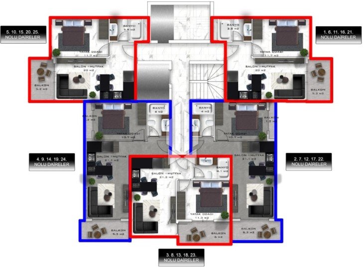 Уютные апартаменты распространенной планировки, Махмутлар 23