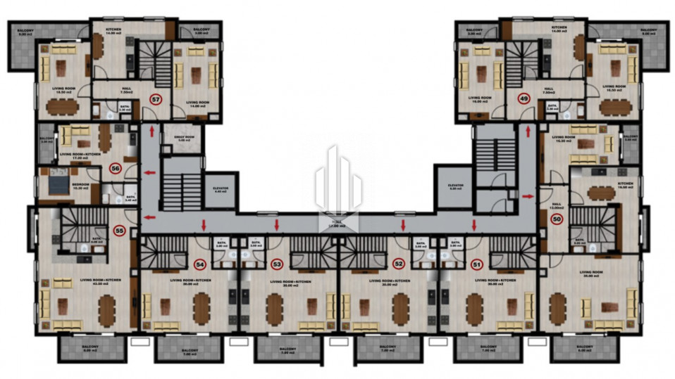 Пентхаус с двумя спальнями в новом проекте, Газипаша 32