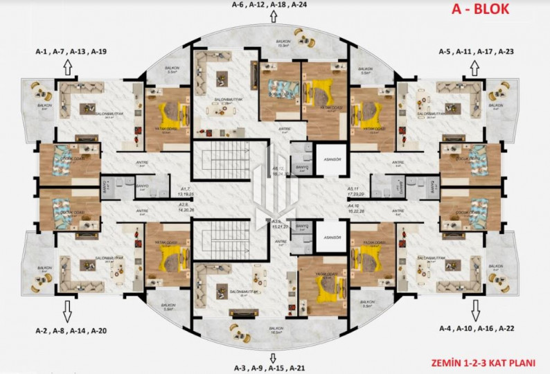 Апартаменты с двумя отдельными спальнями, Центр Аланьи 21