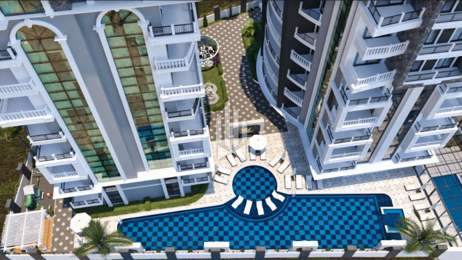 Three bedroom garden duplex in a new project, Alanya Center