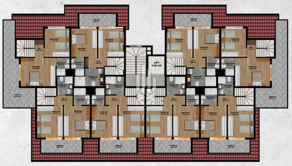 Двухуровневый пентхаус с двумя удобными спальнями, Авсаллар 19