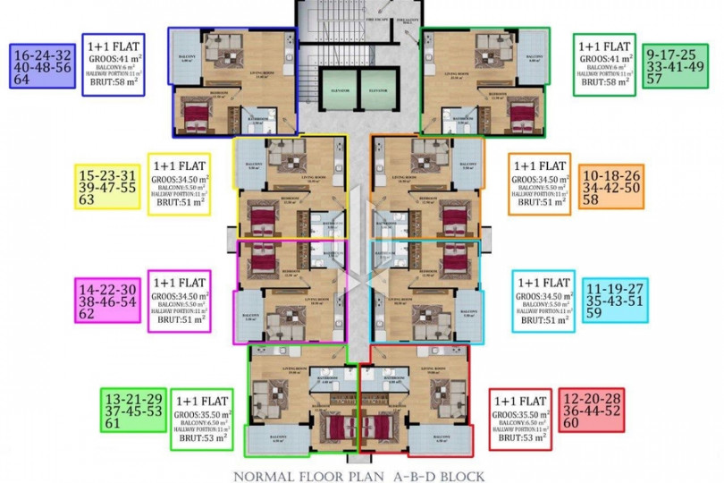 Односпальные апартаменты с кухней-гостиной в современном стильном комплексе, Авсаллар 13