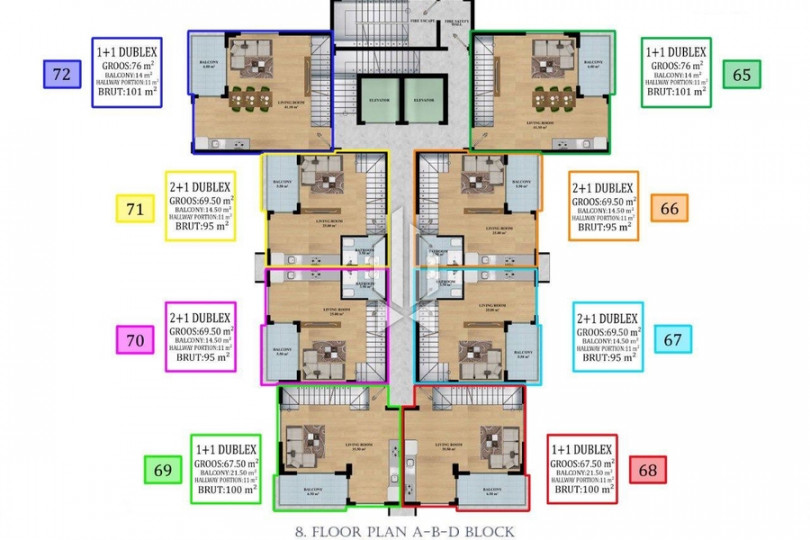 Двухуровневый пентхаус с двумя спальнями и кухней-гостиной в новом комплексе, Авсаллар 15