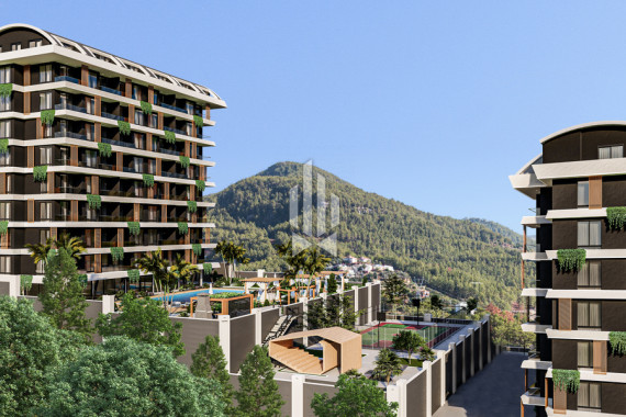 Двухспальный садовый дуплекс с американской кухней в роскошном комплексе, Демирташ