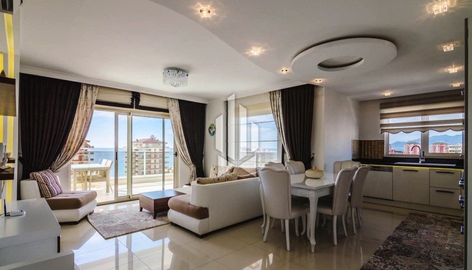 Двухуровневая квартира с двумя спальнями в комплексе на берегу моря, Махмутлар 10
