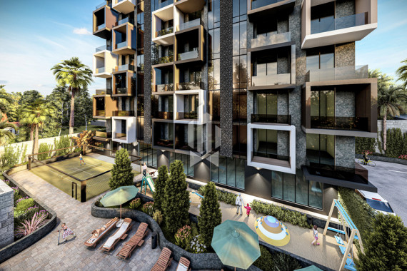 Luxurious apartment with two magnificent bedrooms in a complex of original design, Mahmutlar