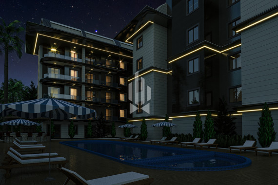 Двухэтажный пентхаус с видом на средневековую крепость Кале, Центр Алании