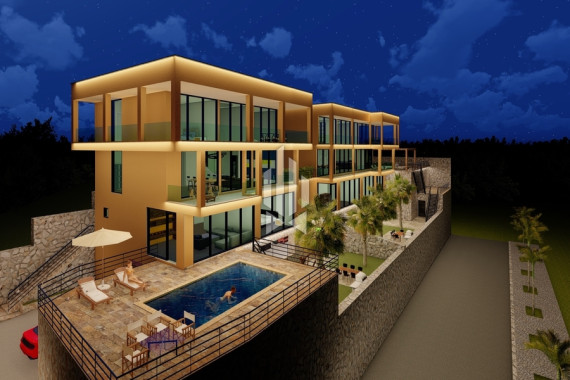 Villa with a modern design and a unique view on the hills of the Taurus Mountains