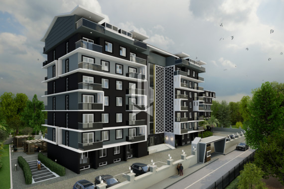 Стильный двуспальный пентхаус с американской кухней-гостиной