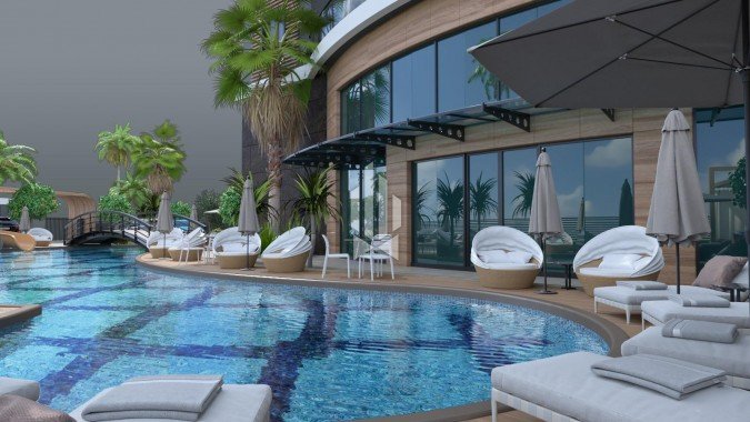 Квартира с двумя спальнями в комплексе у моря, Каргыджак