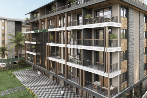 Two bedroom apartment with a kitchen-living room in a prestigious residential complex