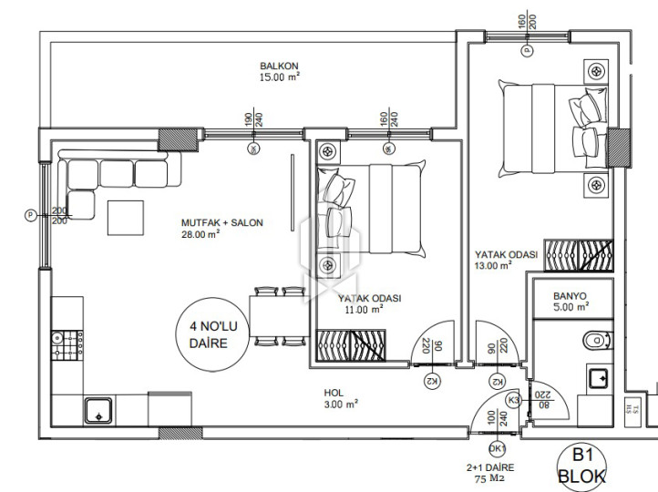 Современная квартира 2+1 в живописном комплекс : идеальное сочетание комфорта и удобств 14