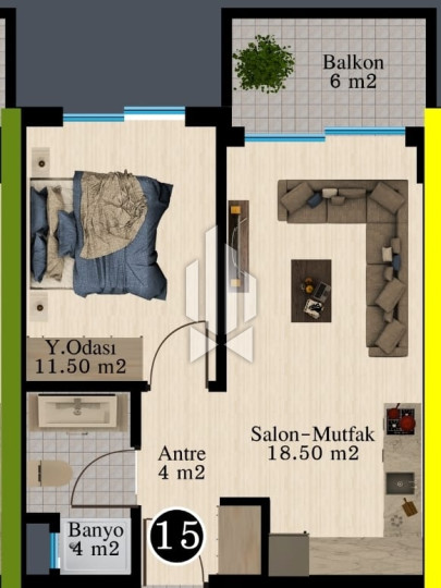 Новая квартира 1+1 в Оба, в современном комплексе 2025 года с богатой инфраструктурой 30