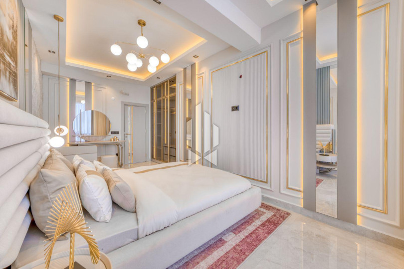 Luxury 4+1 villa with panoramic views of the sea and fortress in Kargicak 26