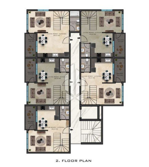 Апартаменты популярной планировки в уникальном комплексе, Махмутлар 21