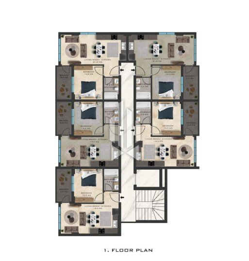 Апартаменты популярной планировки в уникальном комплексе, Махмутлар 22