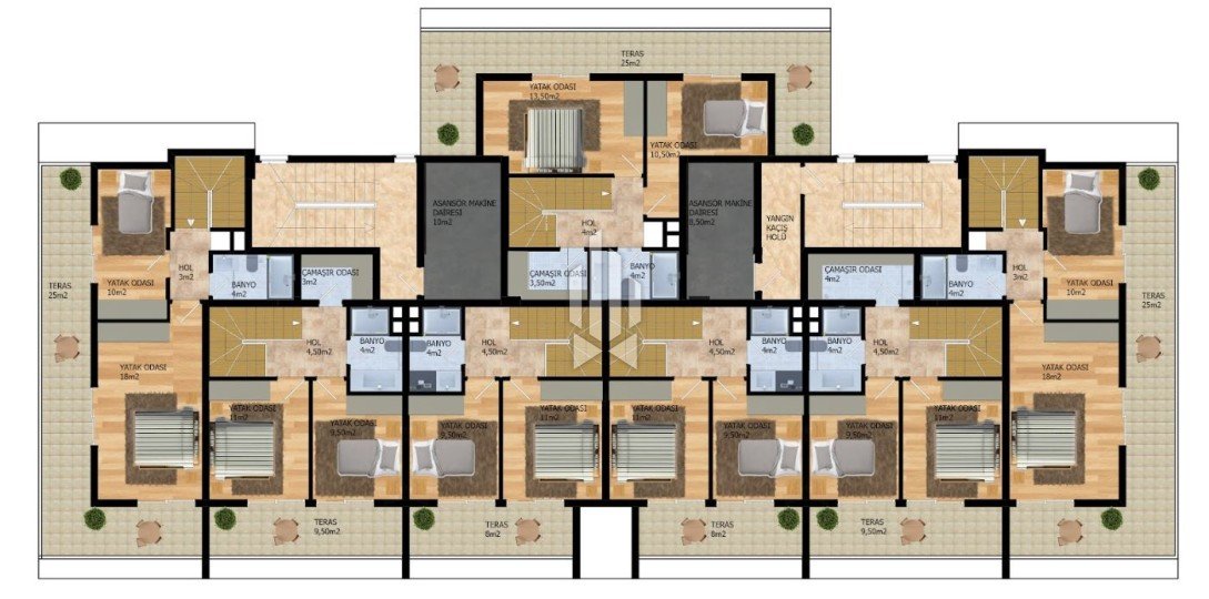 Апартаменты востребованной планировки в новом проекте, Авсаллар 21