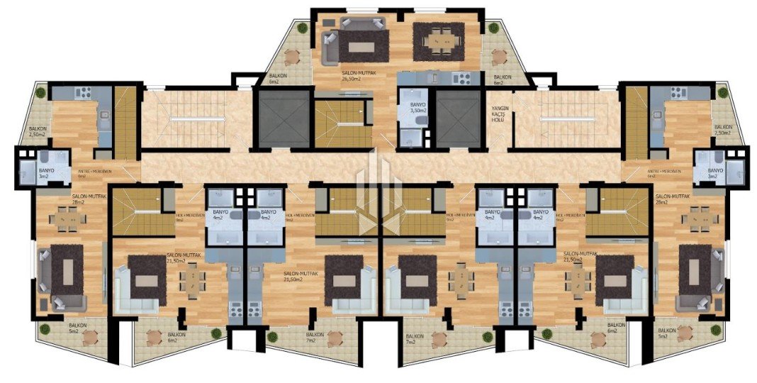 Апартаменты востребованной планировки в новом проекте, Авсаллар 23